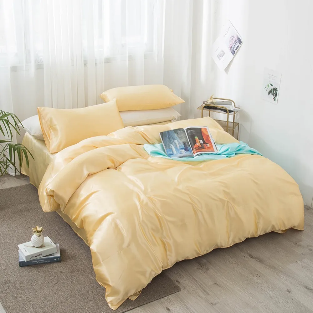 Роскошное Одеяло Набор атласный Шелковый набор постельных принадлежностей