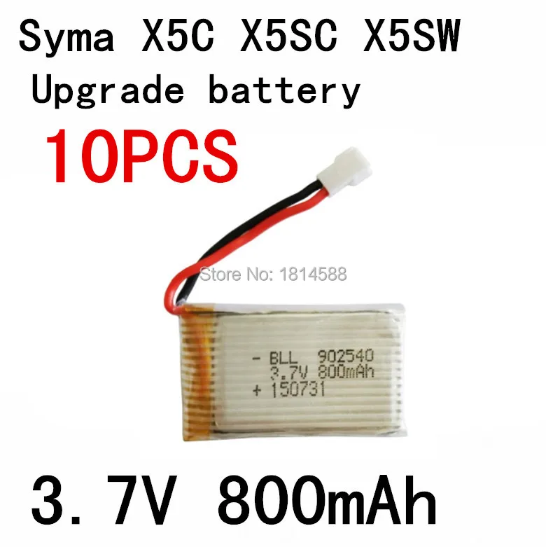 

10PCS 800mAh Battery For Syma X5 X5C X5SW X5C-1 V931 H5C CX-30 CX-30W SS40 FQ36 T32 T5W H42 Quadcopter Spare Parts