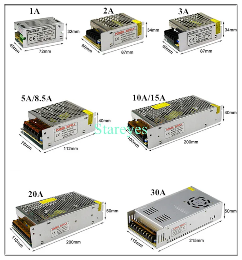 10 шт. адаптер питания Трансформатор AC100-240V к DC12V 1A/2A/3A/5A/6A/8A/10A/12A/15A/20A/25A/30A/40A/50A/60A светодиодный полосы