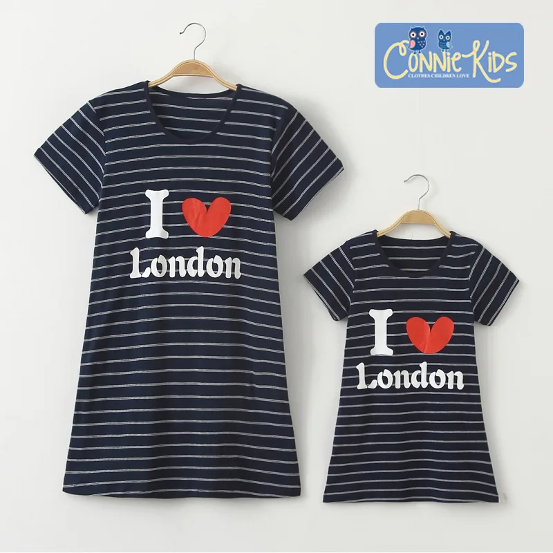 Платья для мамы и дочки рубашки всей семьи одежда с надписью I Love London Пижама