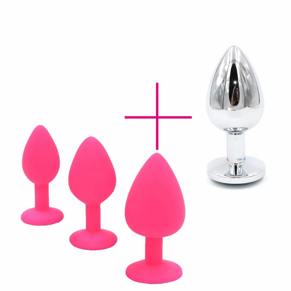 YEMA 4 шт./компл. Силиконовые анальные игрушки и металлическая Анальная пробка