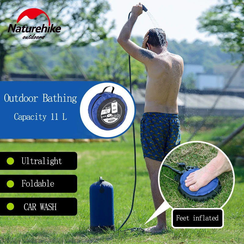 Naturehike 11L портативный душ на открытом воздухе с солнечным подогревом кемпинг душ для купания путешествия походные сумки для воды лагерь душ NH17L101-D