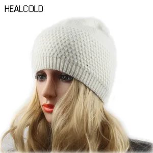 Для женщин Зимняя шерстяная вязаная шапка шапочки для дам горный хрусталь открытый Повседневное Skullies шапки 2017