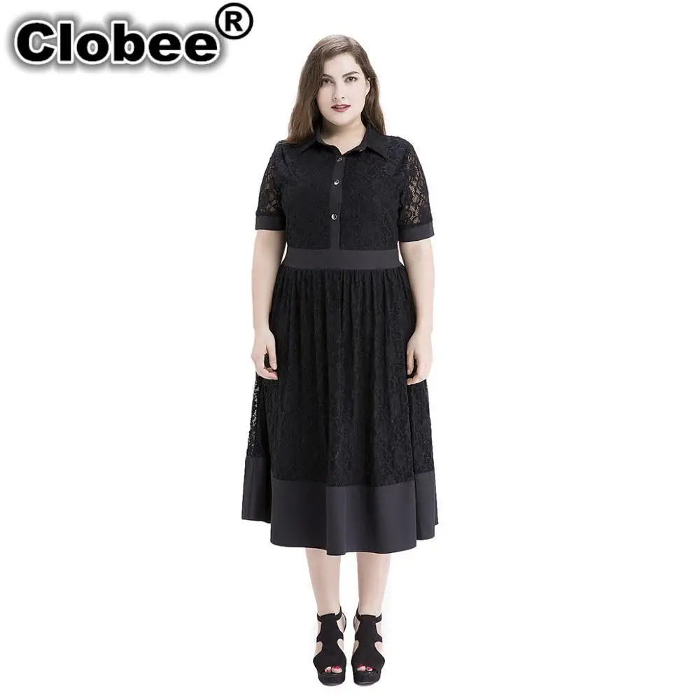 Женское кружевное платье Boho Черное длинное большого размера 5XL 6XL 7XL для вечеринок