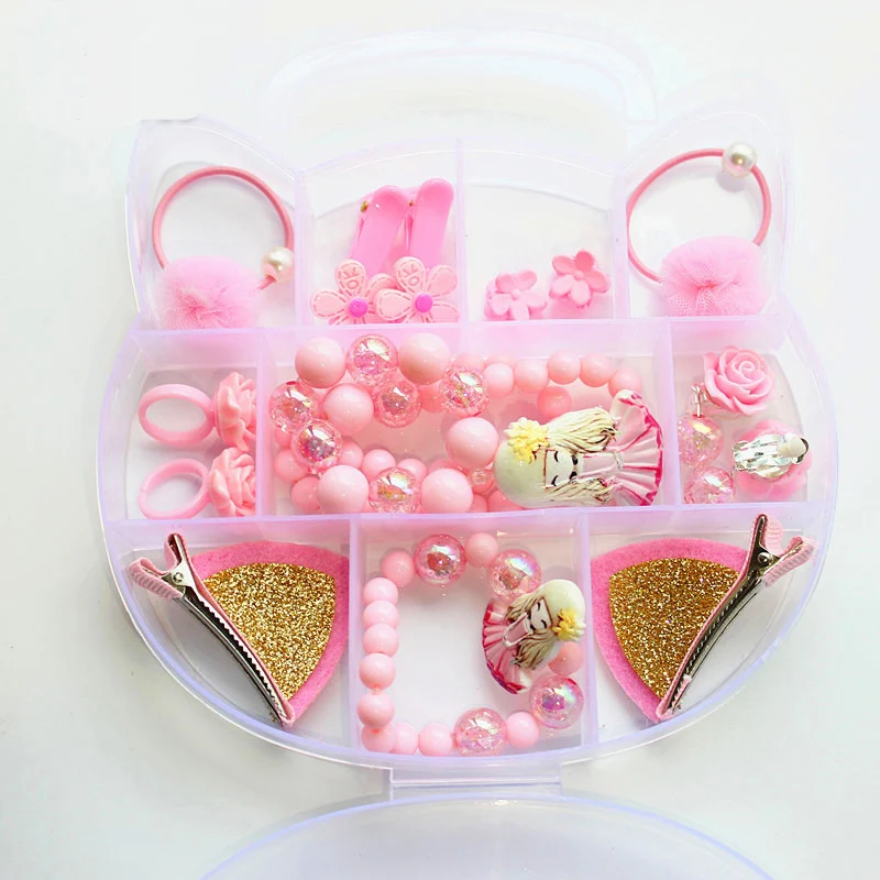 Girls series Горячая Распродажа детский подарок Белоснежка hello kitty Аксессуары эластичные волосы резинки клипсы ушное кольцо ожерелье весь набор украшений - Цвет: Girls series