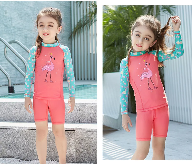 Детский купальник Rashguard из двух предметов, купальник с длинным рукавом для плавания, костюм для девочек, Rashguard, бикини, Детские купальники для купания