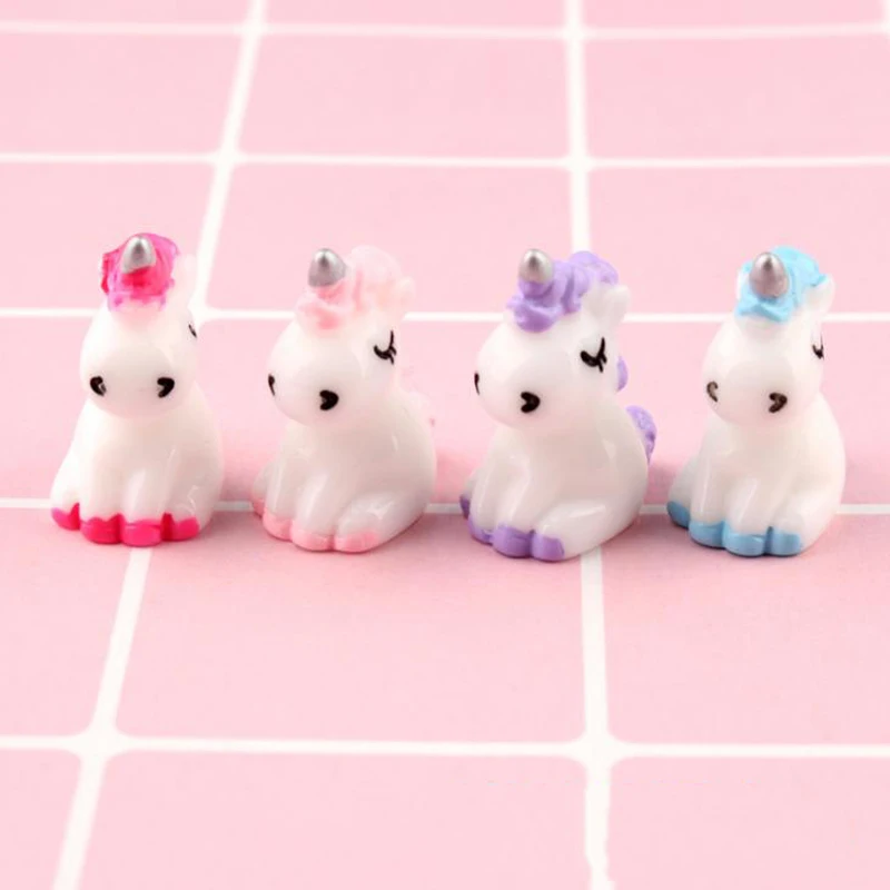 4 шт./компл. мультяшный мини единорог из Смолы миниатюрный милый Сказочный микро