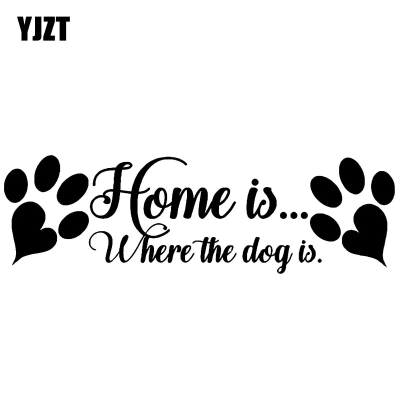 

YJZT 12.7CM*3.9CM Home Is Where The Dog Is Vinyl Car Sticker Decals Black/Silver C10-00446