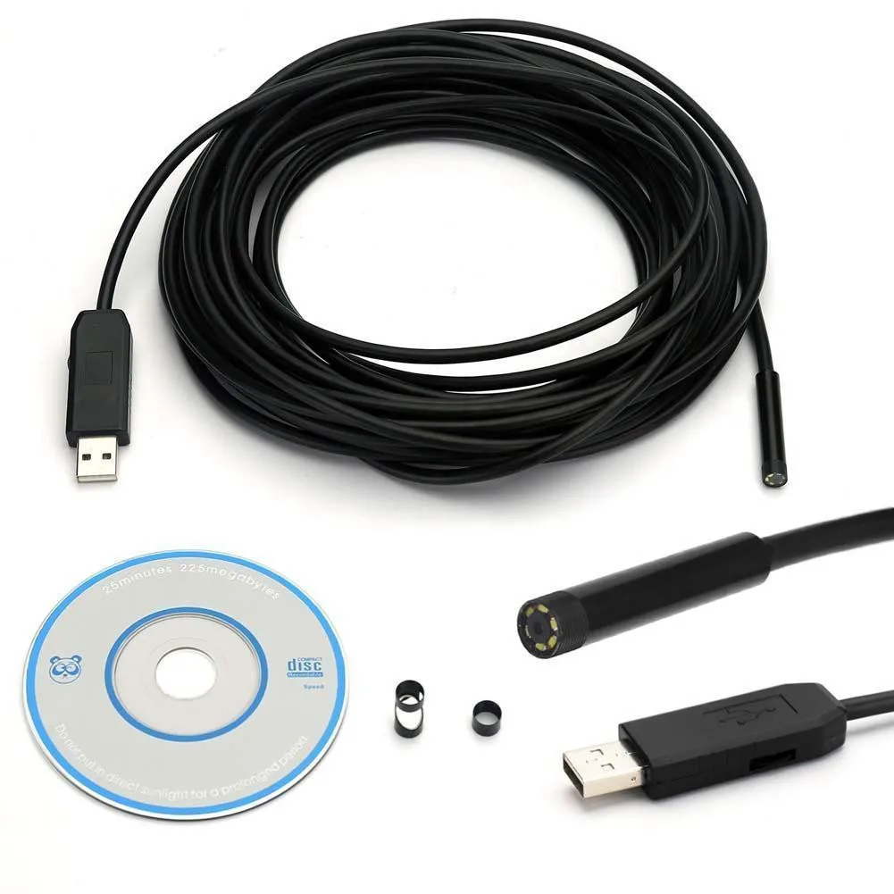 Камера эндоскоп с объективом 15 м 7 мм USB ПК 6 светодиодный светильник гибкий