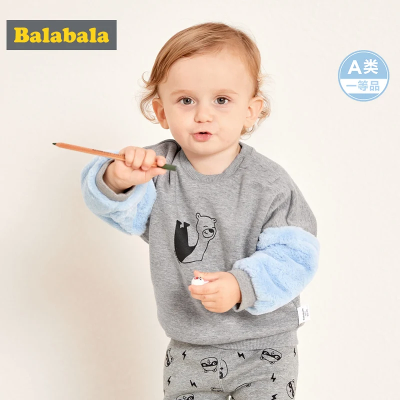 Толстовка Balabala с флисовой подкладкой для маленьких мальчиков и девочек Свитшот