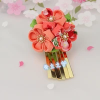 traditional japanese style kanzashi hair claws clips sakura hair flower ornament handmade tassel kimono yukata accessory hw005 m