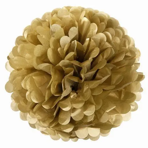 

Promotion!!!!20cm(8") Gold Paper tissue paper Pom Poms Wedding Family Celebration Evening graduation birthday Party Decorations