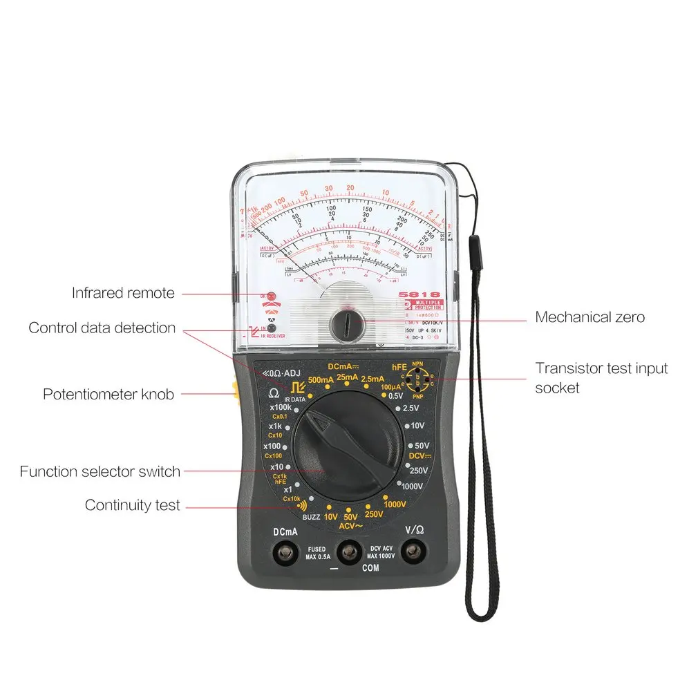 Портативный аналоговый мини мультиметр AC/DC Вольтметр Амперметр Сопротивление