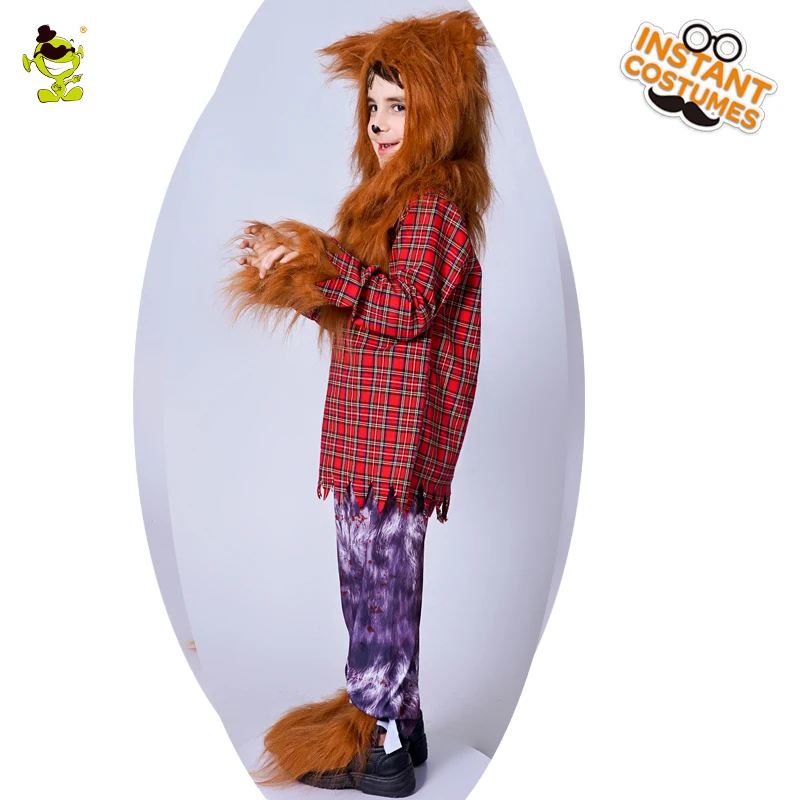 Werewolf/костюмы для мальчиков, Menacing Wolf, маскировка, Одежда для животных, маскарадные вечерние костюмы для детей, милый вольфман, вечерние костюмы для косплея