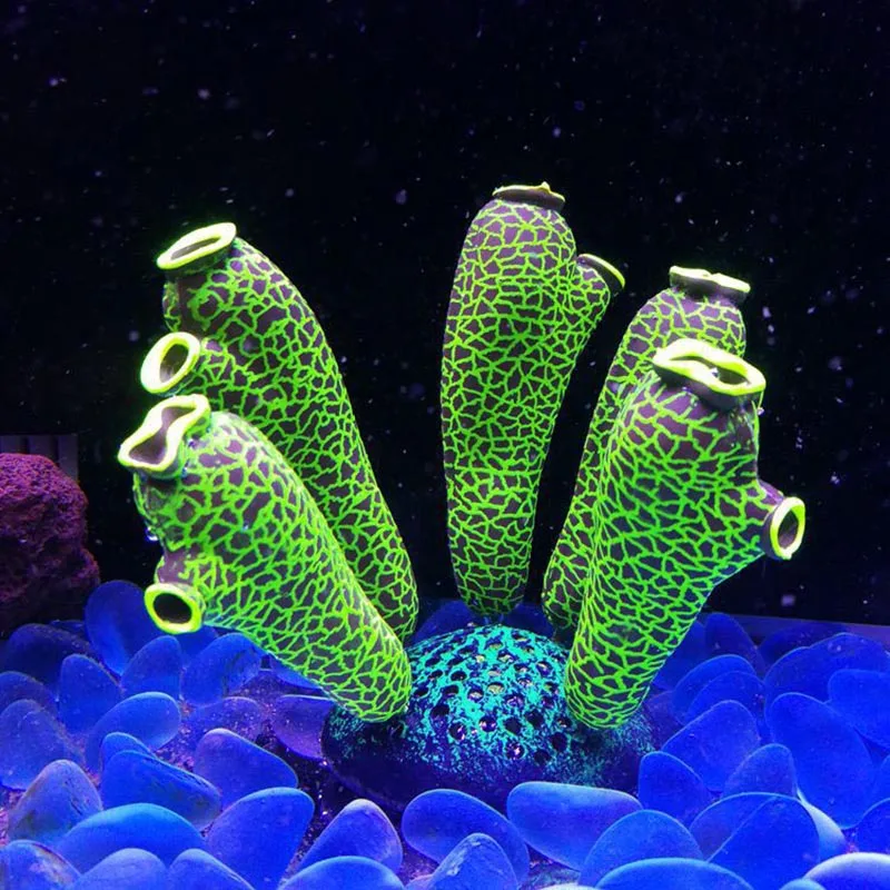 Ночной светящийся аквариумные украшения флуоресцентный силиконовый Коралл