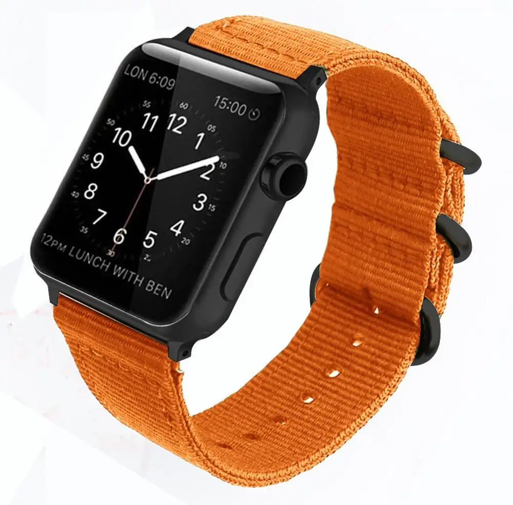 orange Ремешок nato для apple watch band apple watch 5 4 3 44 мм 40 мм iwatch band 42 мм 38 мм correa ремешок для часов браслет аксессуары для часов 2/1 - Цвет ремешка: orange