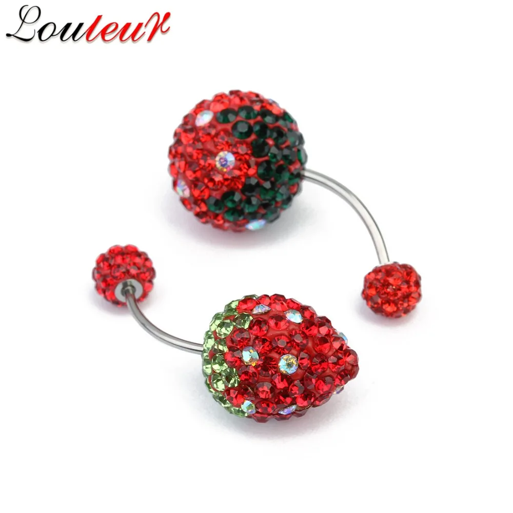 LOULEUR 2017 New Crystal Rhinestone Belly Button Rings Navel Piercing Jewelry Stainless Steel Labret Body |