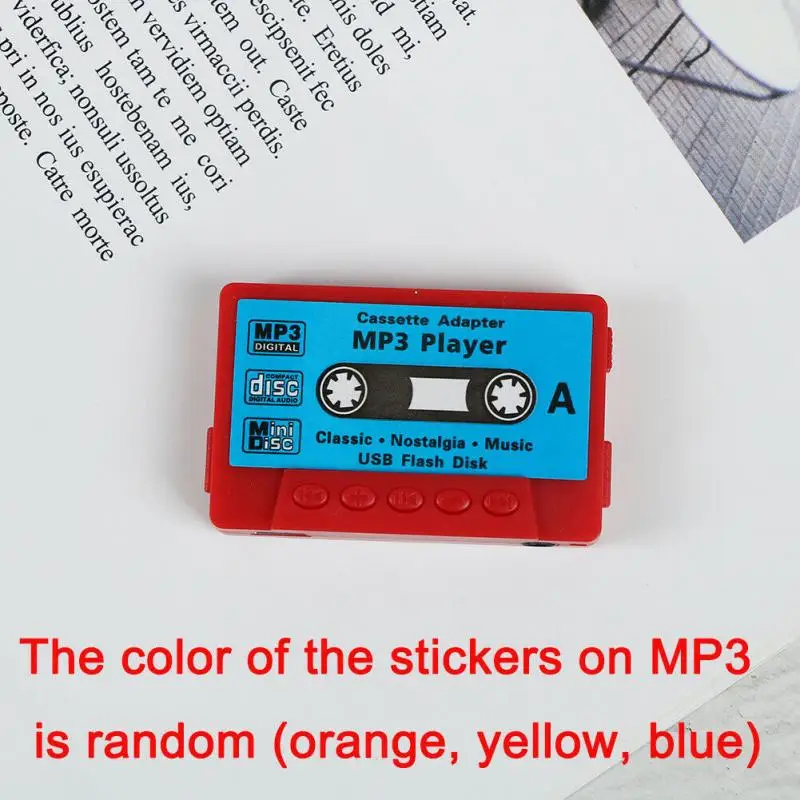 Красный Форма кассеты милые радио мини дети Перезаряжаемый USB порт Ретро MP3-плеер TF карта - Цвет: Красный