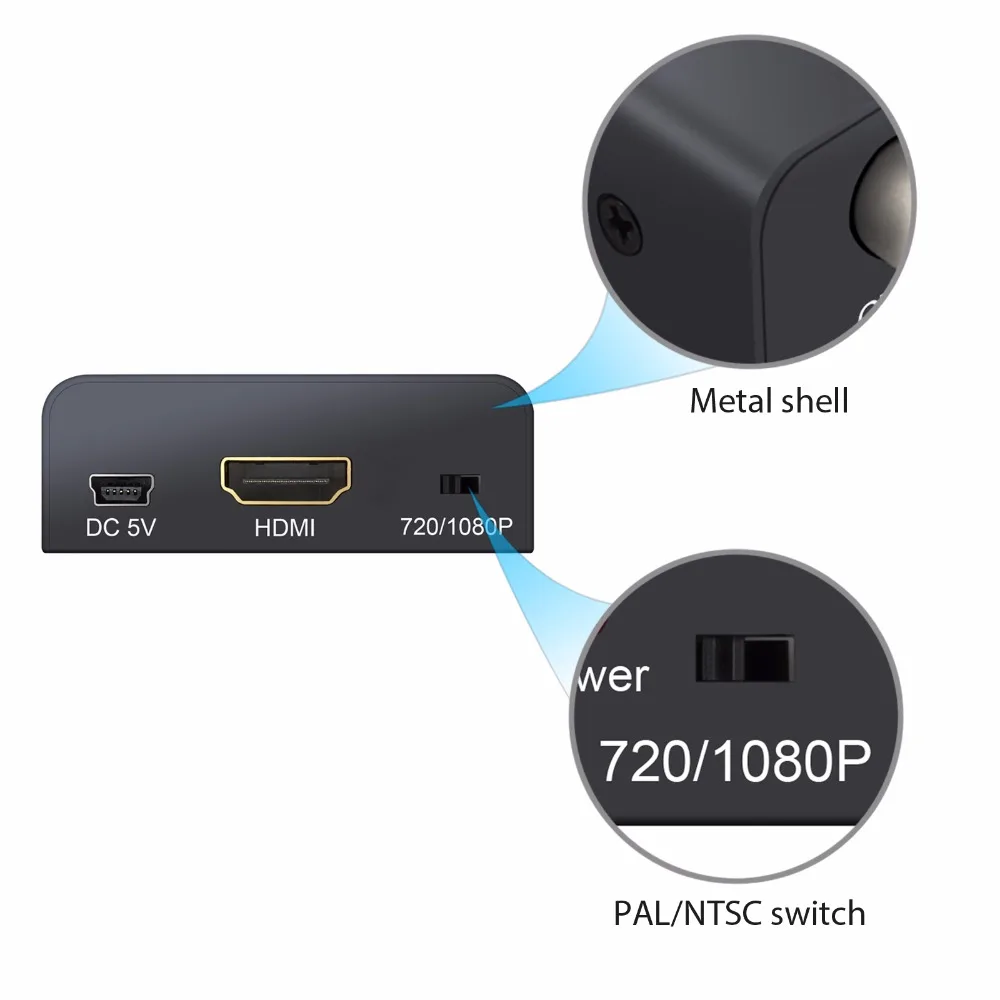 LiNKFOR 3RCA/CVBS/AV к HDMI 720 P/1080 p @ 60Hz Поддержка PAL NTSC формат Мини CVBS конвертер адаптер для DVD