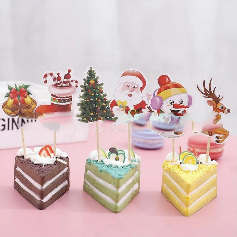 24 шт./лот украшения Merry для рождественской вечеринки картона Санта Клаус/футболки