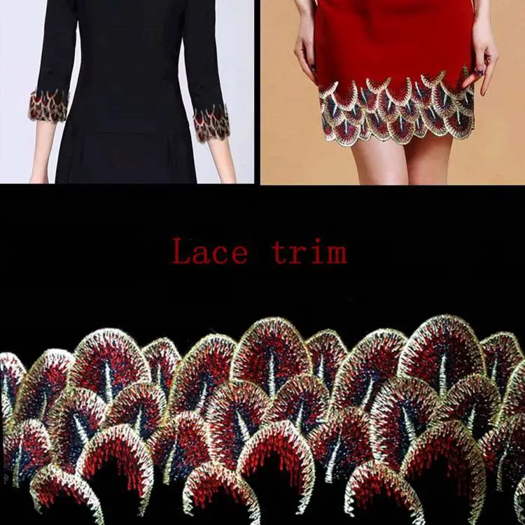 

2 meters/lot 8cm Wide Handmade DIY Guipure Embroidery Lace Trim Tail Feather Lace Fabric Garment Accessories