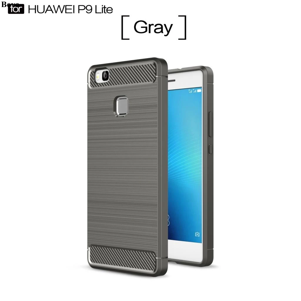 Bova карбоновый армированный чехол для huawei P9 Lite TPU силиконовый чехол Ультратонкий Мягкий чехол матовый на ощупь чехол