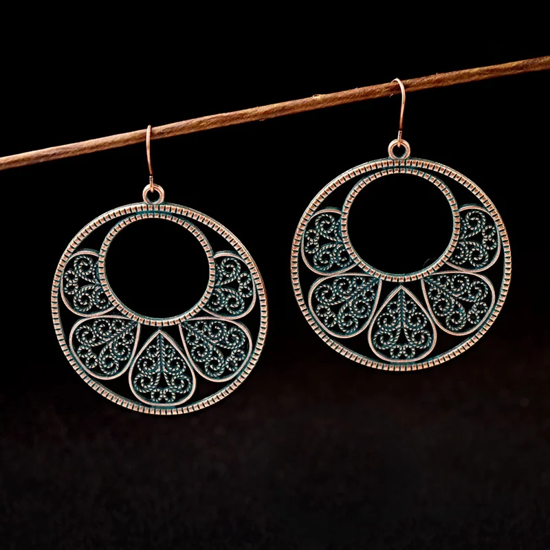 TopHanqi 2019 Boho старинные бронзовые Капли серьги для свадьбы женские туфли лодочки на