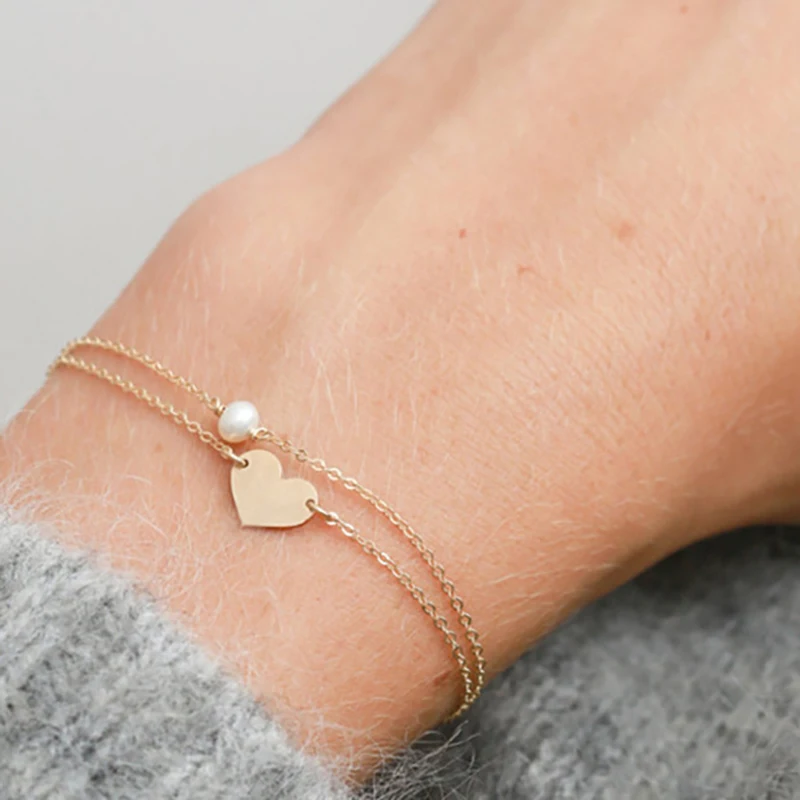 Женские многослойные браслеты Mling золотого цвета с бусинами в форме сердца