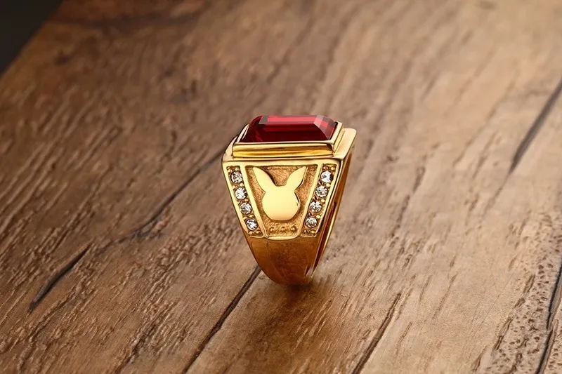 Мужское и женское кольцо SIZZZ из нержавеющей стали с красным фианитом|cz rings|party ringring