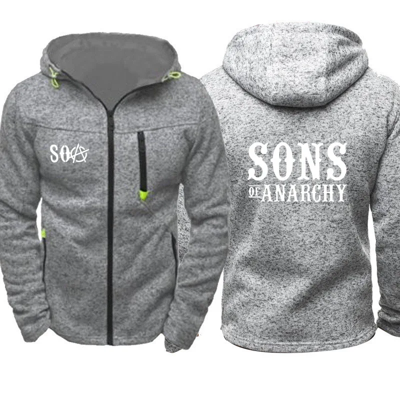 SOA Sons of anarchy/Новая модная мужская спортивная одежда с капюшоном на молнии, мужская повседневная толстовка, флисовое теплое худи в стиле хип-хоп - Цвет: 805
