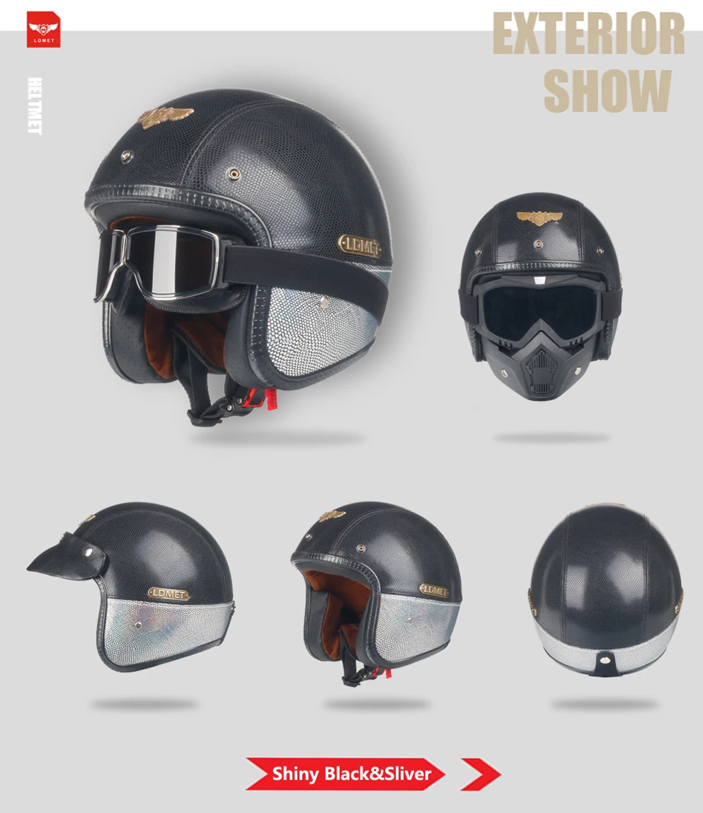 Открытый шлем Кафе racer Кожа PU moto rcycle Ретро 3/4 открытый шлем kask jet casco de moto pilot