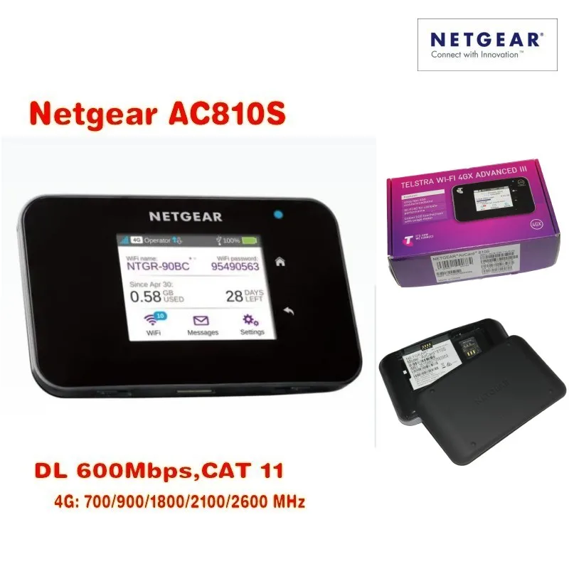 Разблокированная Мобильная точка доступа Netgear Aircard AC810S 4G LTE Cat11 600 Мбит/с Wi Fi роутер