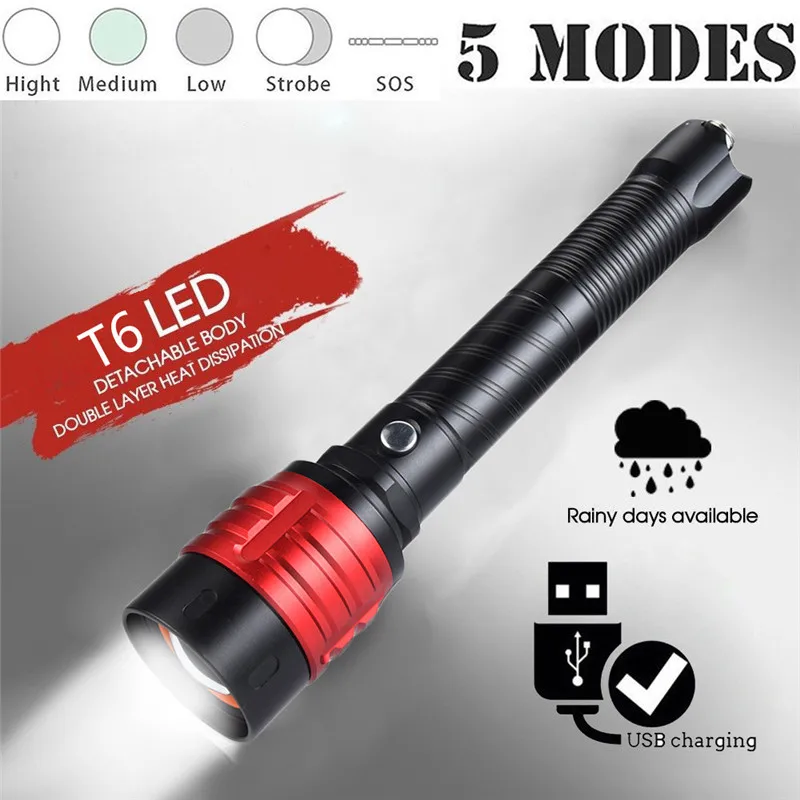 Съемный XM T6 USB LED 18650 аккумуляторная батарея фонарик безопасности и выживания