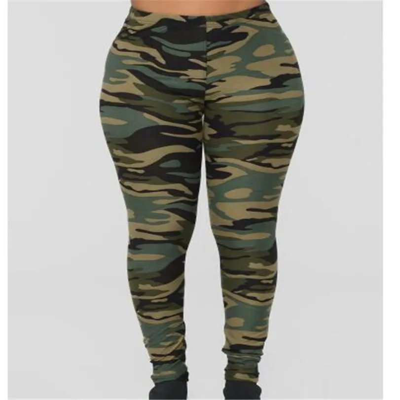 

Women High Waist Casual Camouflage print Pants Ladies Long Slim Skinny Pants straight Elastic Pocket Trousers