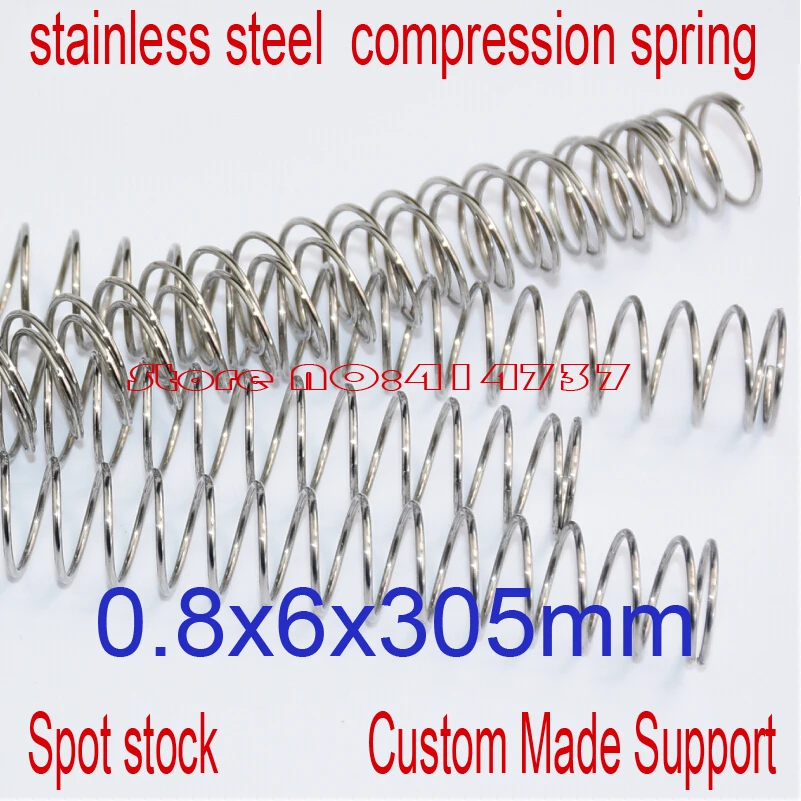 

5pcs 0.8*6*305mm stainless steel spot spring 0.8mm wire hammer spring Y type compression spring pressure spring OD=6mm