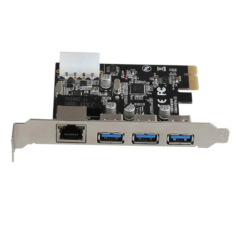 PCI-E x1 на 3 порта USB 3,0 концентратор Gigabit Ethernet RJ45 LAN сетевой адаптер 10/100/1000 Мбит/с PCI Express карта расширения для рабочего стола