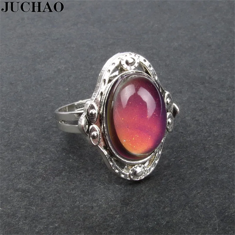 

JUCHAO Vintage Retro Mood Ring Oval Emotion Feeling Changeable Temperature Control Color Rings For Women