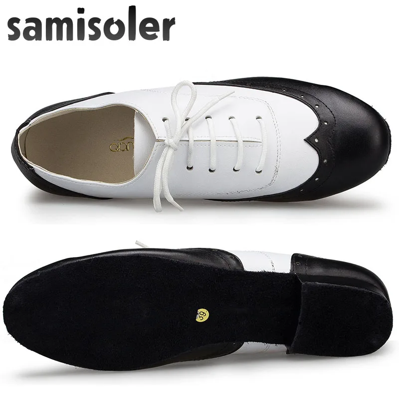 Мужские черные кожаные туфли Samisoler W для бальных танцев обувь современных на