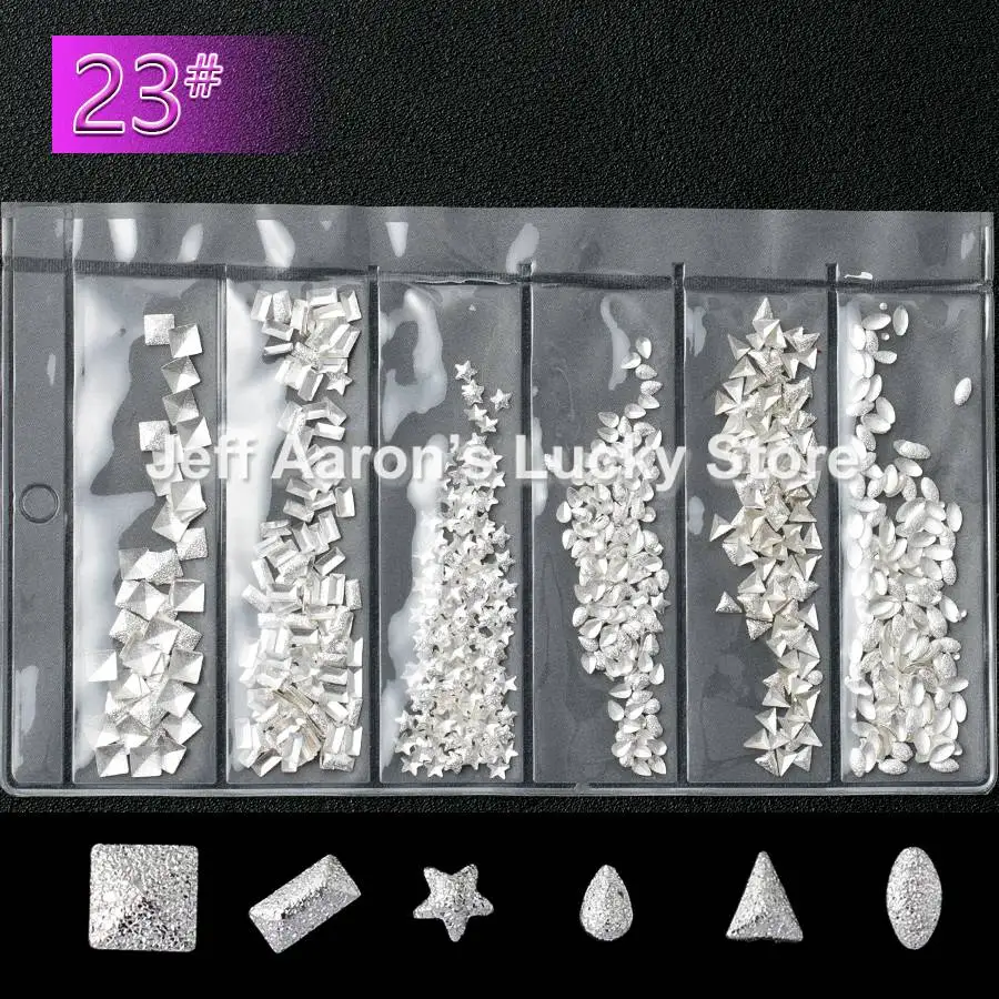 Number 23 1 упаковка Смешанные 3D DIY Полые Металлические рамки украшения для дизайна ногтей серебряные заклепки аксессуары для маникюра летняя оболочка слайдер Шпильки для ногтей - Цвет: Number 23