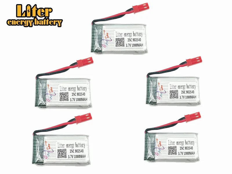 Аккумулятор Lipo для радиоуправляемого дрона JST 902540 3 7 в 1000 мАч 25c 1S 5 шт. запчасти