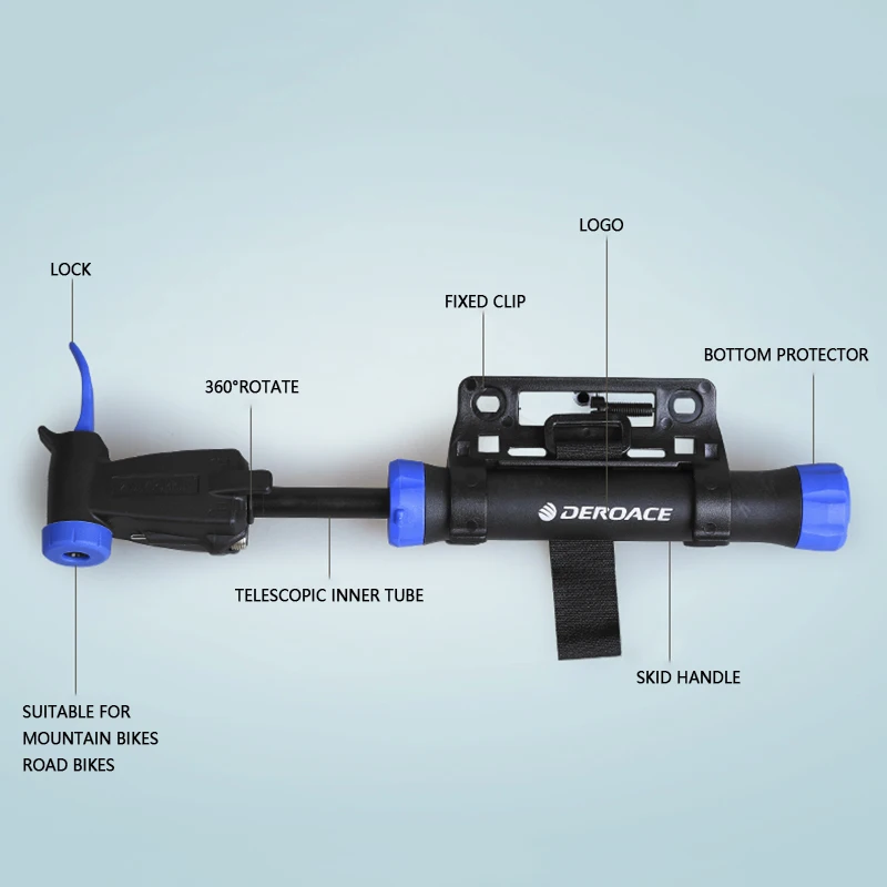 Мини портативный велосипедный насос двунаправленный 80 Psi ручной воздушный для