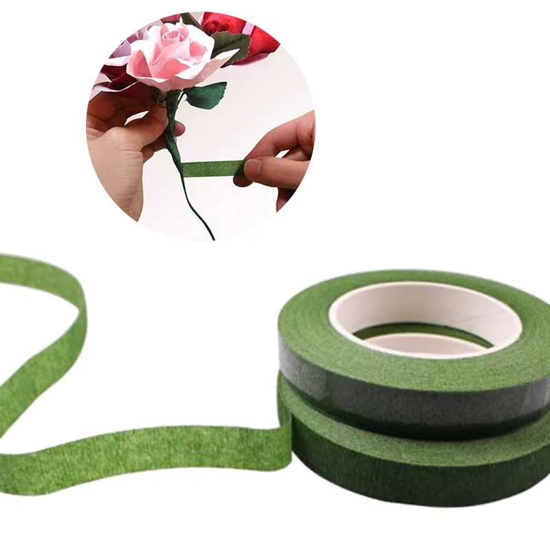 

30 Yard 12mm Self-adhesive Bouquet Floral Stem Tape Artificial Flower Stamen Wrapping Florist Green Tapes DIY Flower Supplies