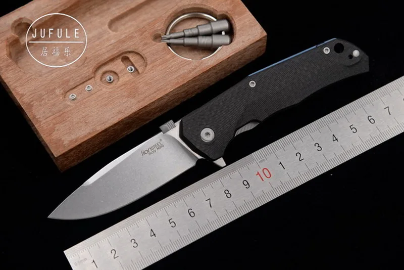 spesifikasi JUFULE Steellion TRE M390 Serat Karbon Titanium Bantalan Bola Taktis Flipper Lipat Kamp Luar Ruangan EDC Alat Makan Malam Pisau Dapur