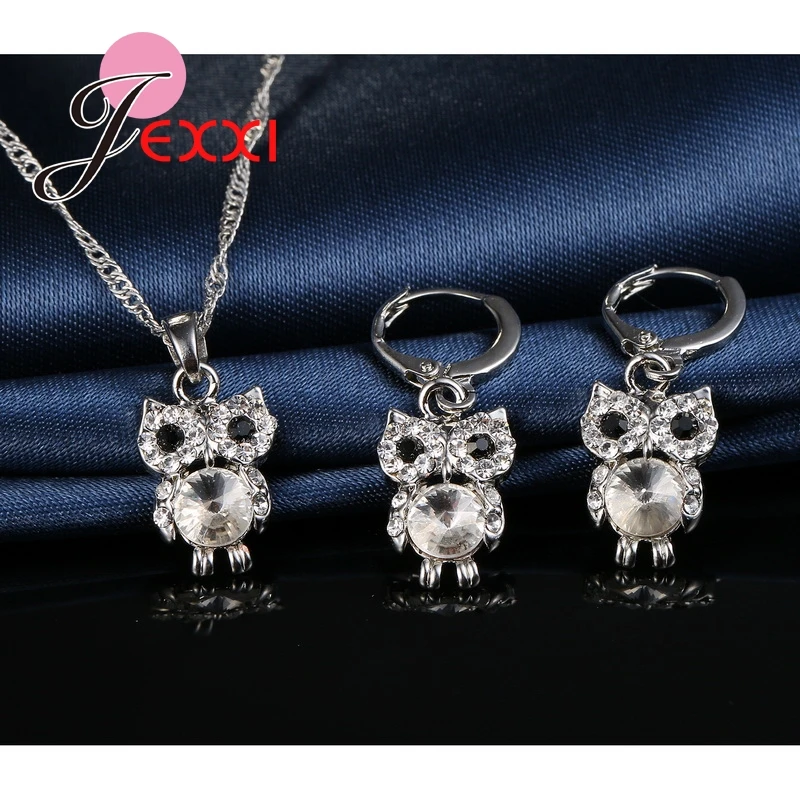 Ожерелье и серьги в виде совы из серебра 925 пробы|jewelry sets|collar acollar collar |