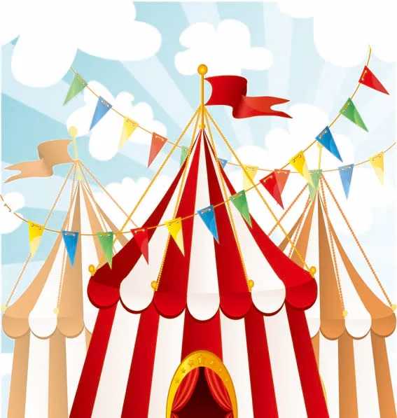 

8x8FT Clouds Sky Carnival Circus Tent Stripes Stage Custom Photo Studio Background Backdrop Vinyl 240cm x 240cm