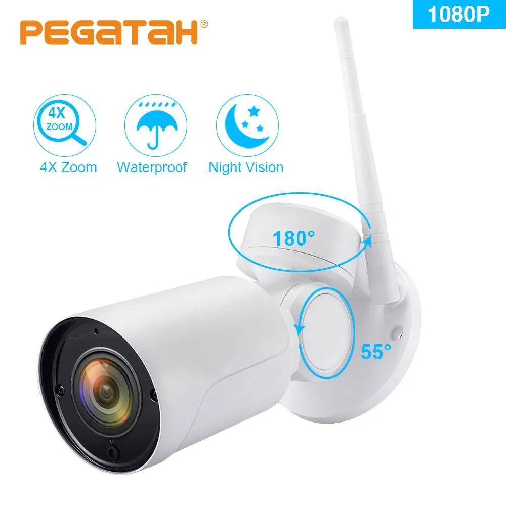 1080P CCTV IP Camera Wifi Video Surveillance Cameras IR Night Vision Wireless PTZ Outdoor 4X Zoom Waterproof|Камеры