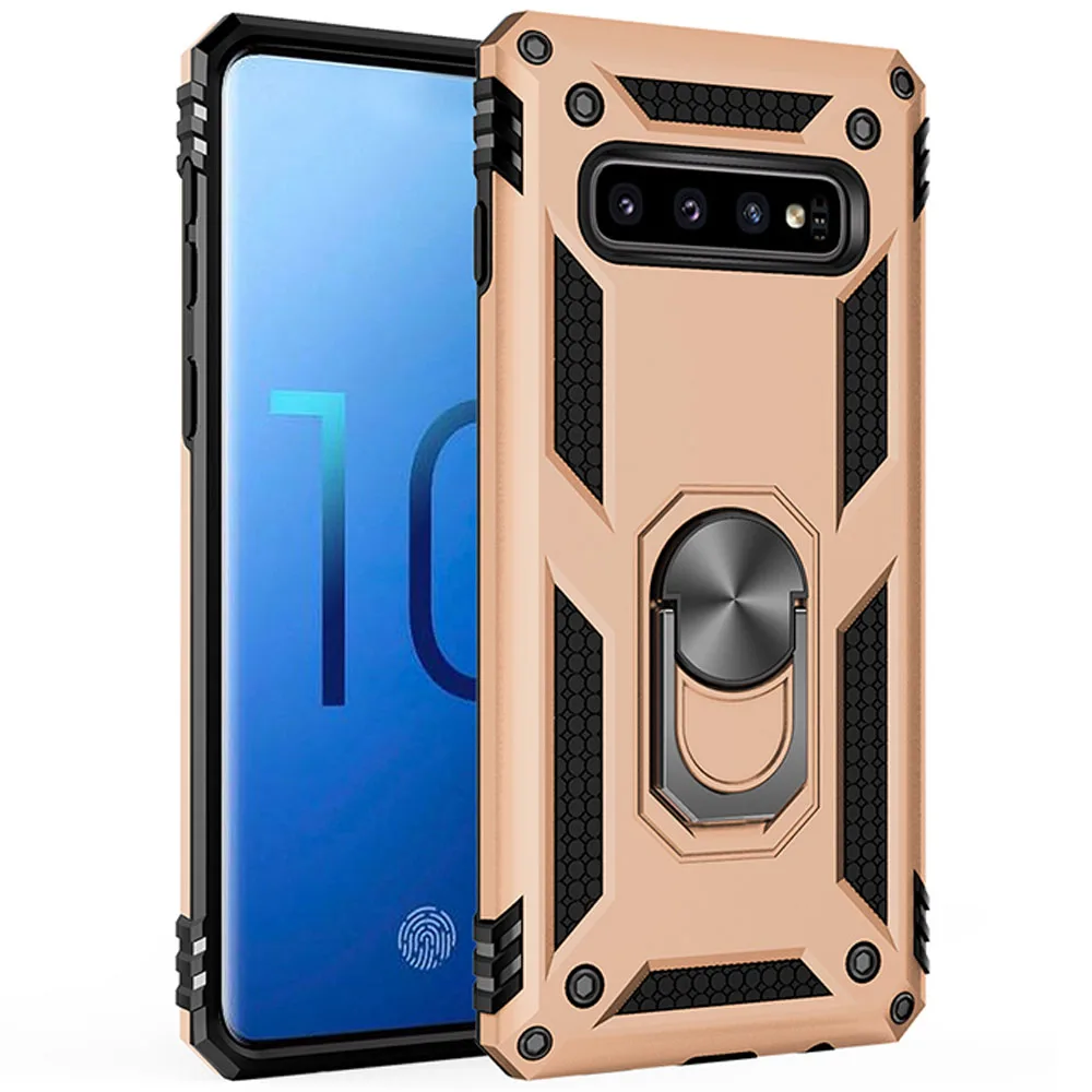 Для samsung Galaxy S10 S10e Lite + Plus 2in1 армейский бронированный чехол с магнитной кольцо Kickstand
