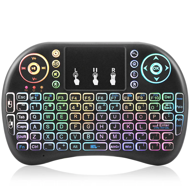 Беспроводная мини клавиатура 2 4 ГГц I8 RGB 7 цветов с подсветкой i8 Английский