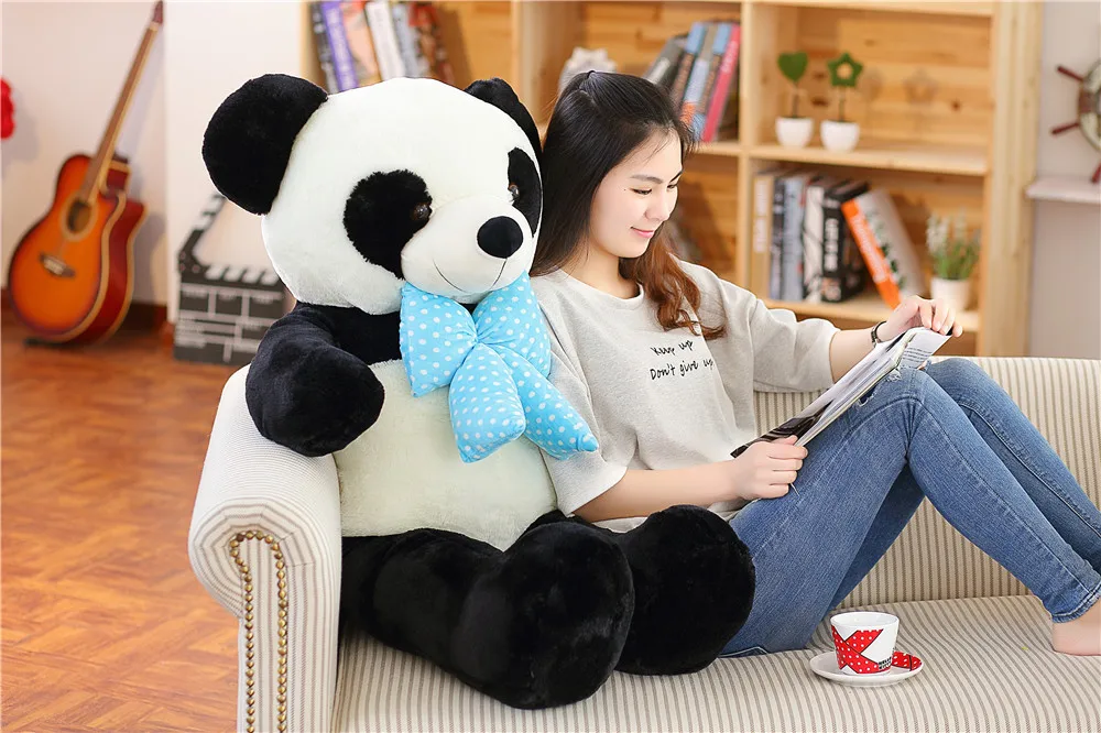

big new plush panda toy high quality lovely bow panda doll gift about 100cm