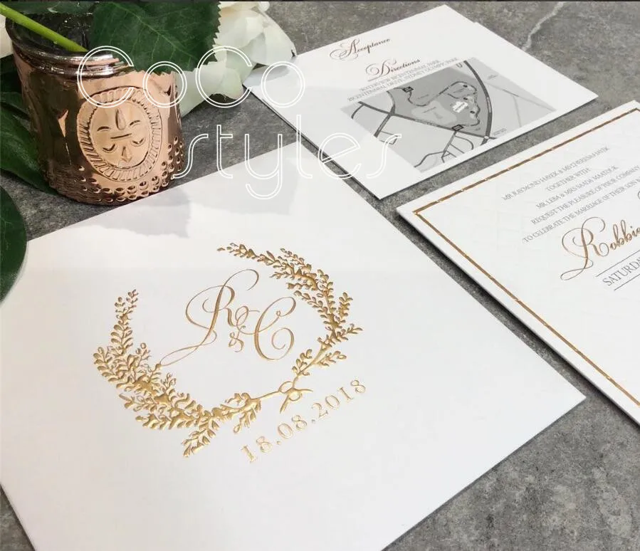 Cocostyles diy простой стиль debossing золото foiling пригласительная карта для церкви